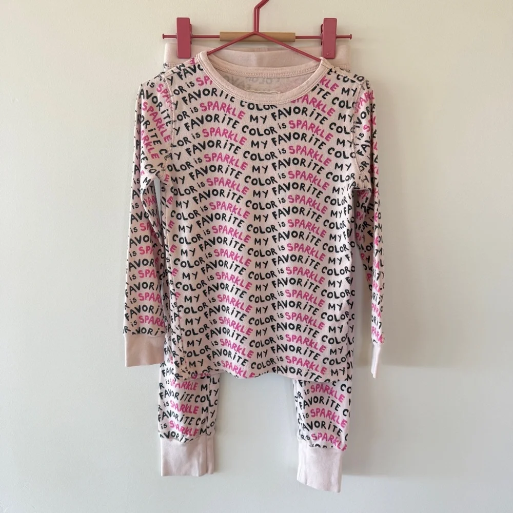 J.Crew Crewcuts Pink Graphic Print Cotton Pajama Set Long Sleeve Girls Size 5